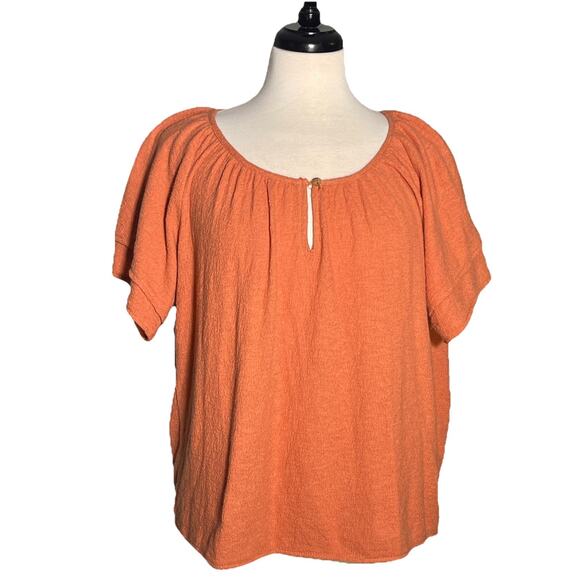 Texture & Thread Madewell Women's M Burnt Orange Tiered sleeve Peasant Top - Picture 1 of 5